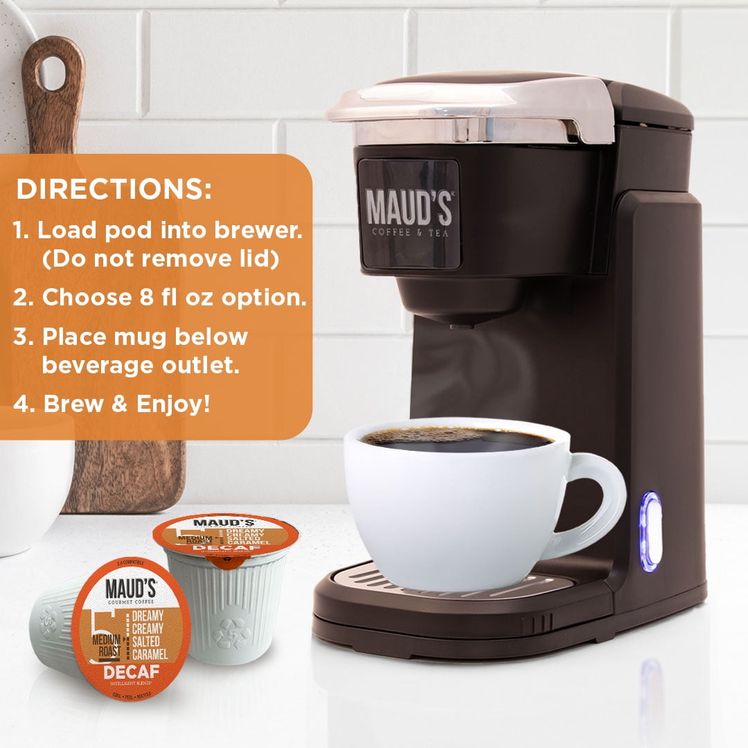 Maud's Salted Caramel Flavored Coffee Pods, 100 ct, Medium Roast Flavored Coffee in Single Serve Pods – 100% Arabica Beans, Compatible with Keurig K Cups Maker