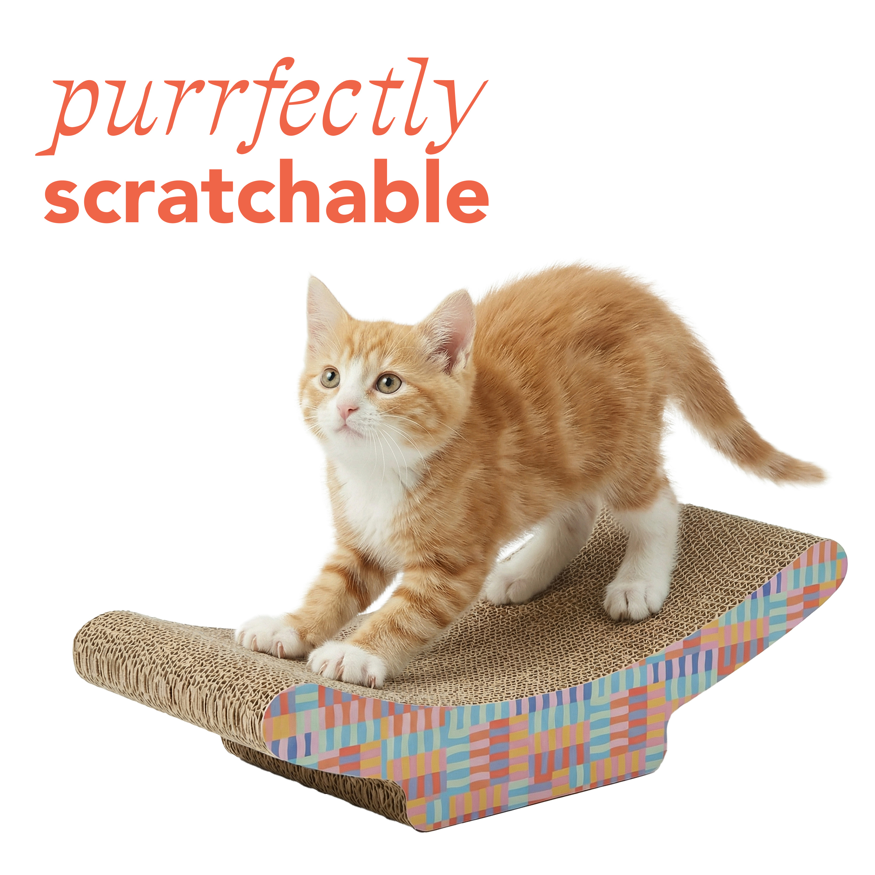 Oodles Multicolor Curved Lounger Corrugated Cat Scratcher photo 6