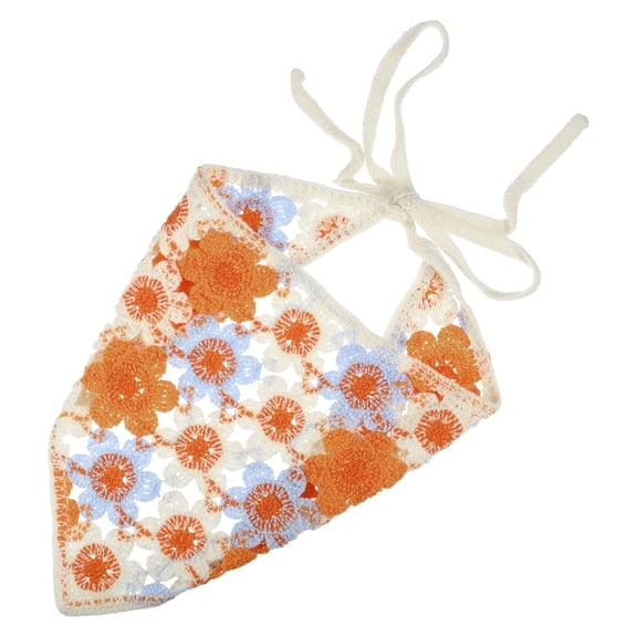 Unique Bargains 1 Pc Fashion Knitted Hollow Triangle Headwrap for Women 19.69"x9.06" Blue Orange