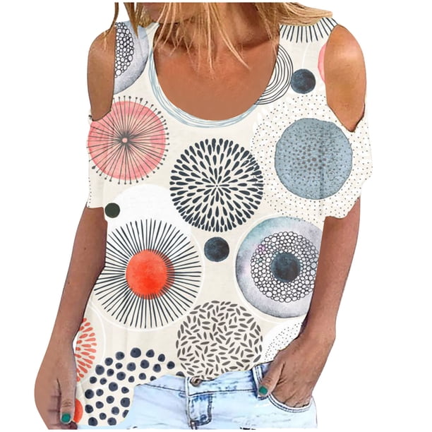 Elegante mujer cuello redondo impresión manga corta camiseta blusa Tops sudadera OAVQHLG3B Store lin121212