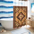 thumbnail image 5 of No Hook Shower Curtain with Built-in Rings - Retro Boho Washable Waterproof Fabric Bathroom Curtains for Hotel,Rentals, Stall 36 X 72 Inch , Aztec Southwest Tribal Floral Pattern Brown, 5 of 9