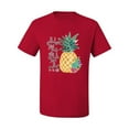 thumbnail image 2 of Wild Bobby, Pineapple Stand Tall Wear Crown And Stay Sweet Inside Arty Inspirational Pop Culture Men's Graphic T-Shirt, Red, Small, 2 of 3
