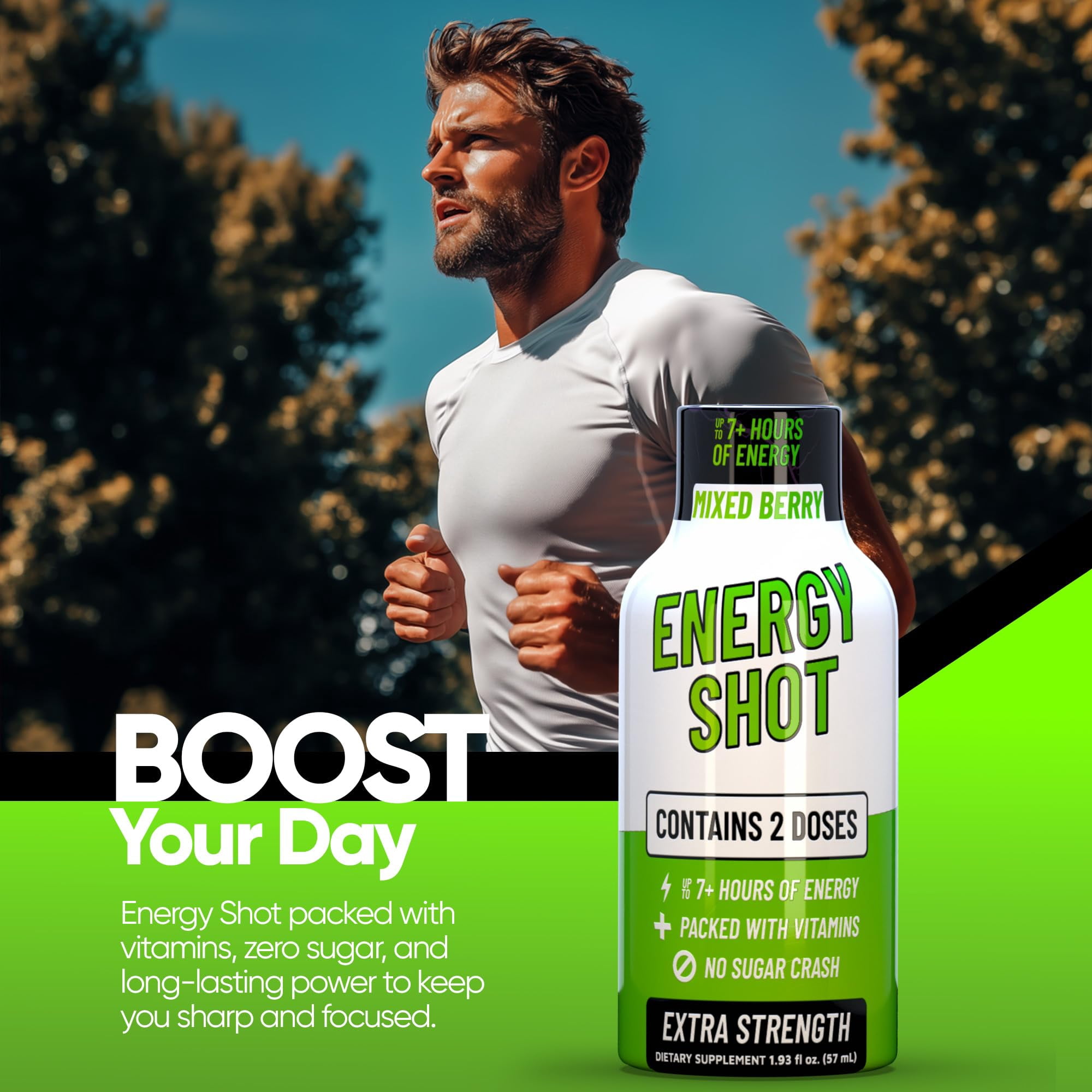 Grade A Quality B12 Mixed Berry Extra Strength Shot, 12 Pack – 260mg Natural Caffeine, B12 & B6, 2 Servings, Zero Sugar, 1.93 fl oz