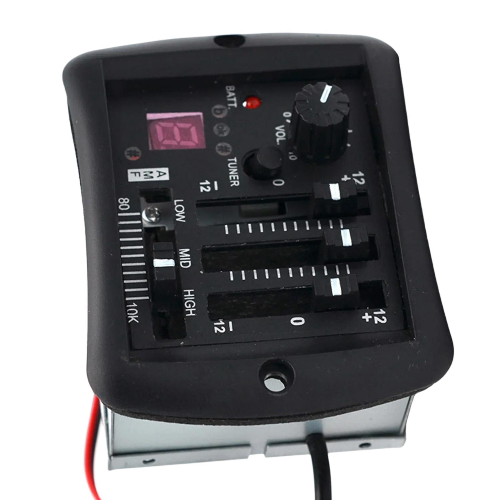 QccHieUs Acoustic Guitar Preamp Equalizer Sound Hole Pickup Tuner for Folk Guitar 3-bands