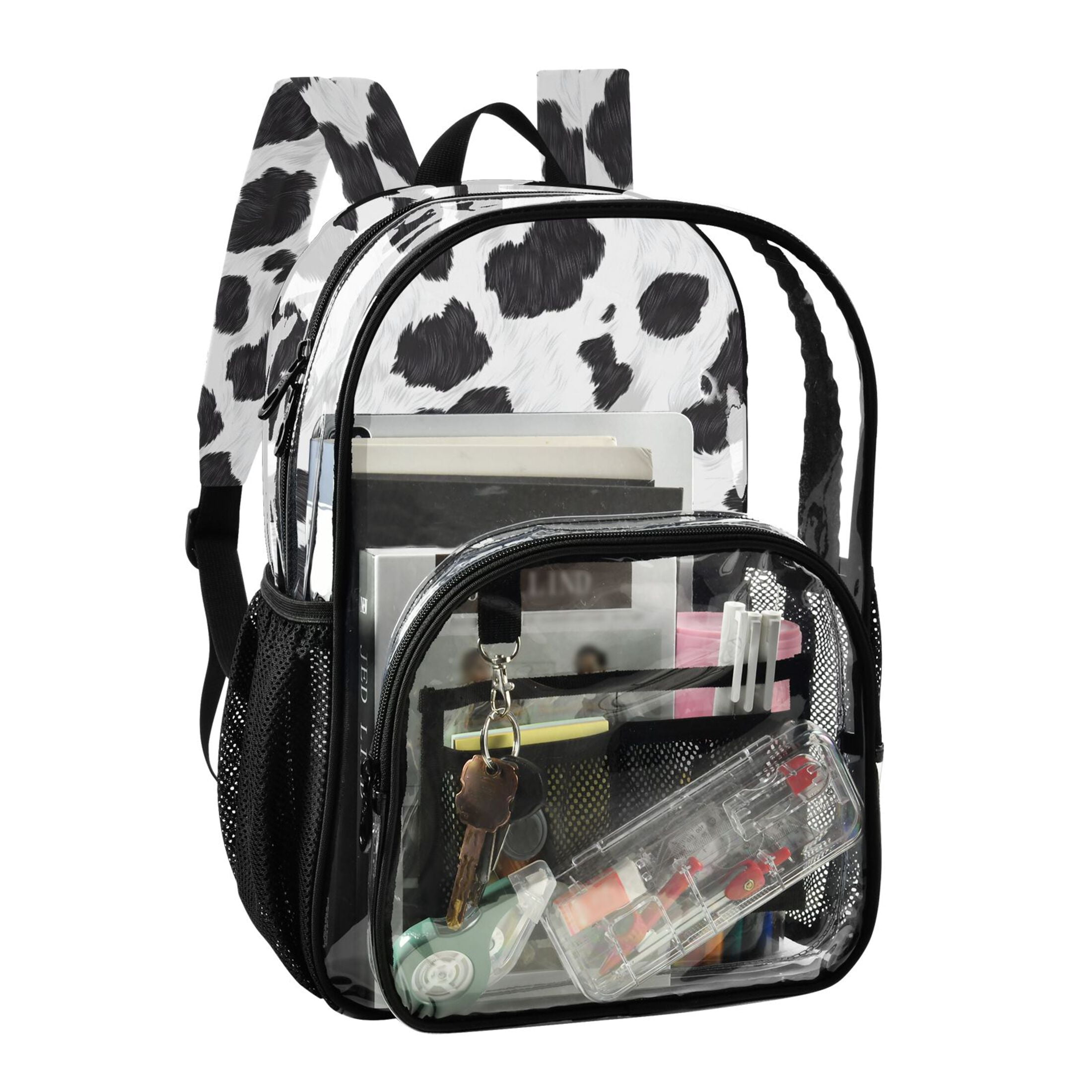 ALAZA Clear Backpack Cow Print PVC Transparent BookBag
