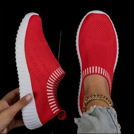 Women s Knitted Sock Sneakers  Breathable Slip On Outdoor Sports Shoes  Lightweight Soft Sole Walking Trainers