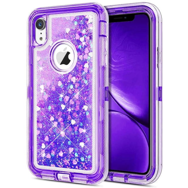 Entronix Funda Magnética con Purpurina Líquida para iPhone XR: Carcasa Magnética, Brillante, Transparente, a Prueba de Golpes y con Diseño Ajustado, Color Morado.