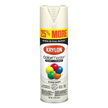 - Krylon® ColorMaster Paint + Primer Gloss Ivory, 15-Oz