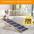 thumbnail image 6 of Dog Ramp, Wooden Adjustable Pet Ramp, 6 Adjustable Height from 14.56” to 25.2”, Hold up to 132lb, Folding Portable Pet Ramp for Car, Bed, Couch Grey, 6 of 7