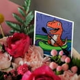 thumbnail image 3 of 3drose, Funny Cute T-rex Dinosaur Kayaking Kayak Sports Abstract Art, 6 Greeting Cards with Envelopes, 3 of 7