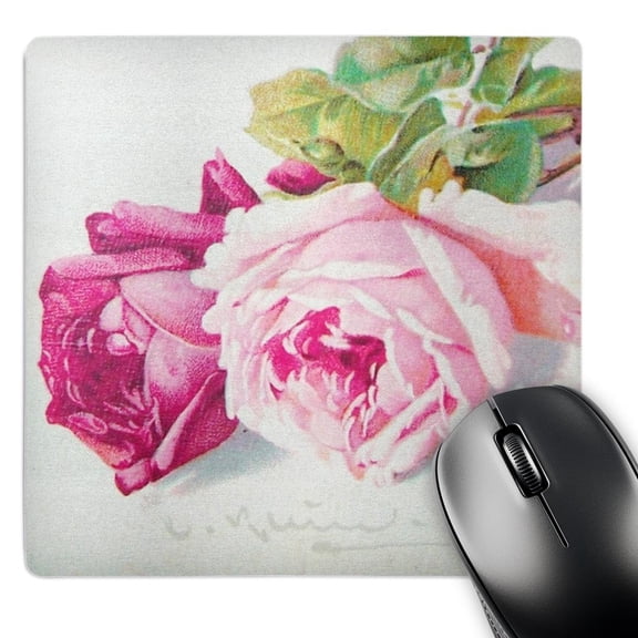 3dRose, Catherine Klein pink and red roses painting copy - vintage floral art - antique feminine flowers, MousePad