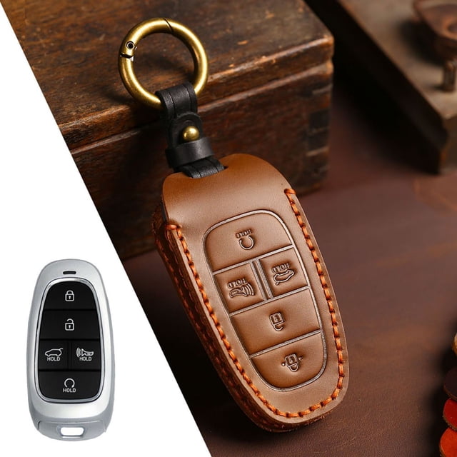 Leather Case For Hyundai Santa Cruz 2022 On 5 Buttons Keyless Remote