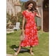 thumbnail image 3 of Vestido Zeagoo 2025 para mujer, manga corta, estampado floral rojo, talla M, 3 of 6