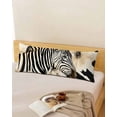 thumbnail image 5 of Floral Zebra Throw Pillow Covers, Black Stripes Flowers Plant Spring Botanical Soft Breathable Pillow Cases with Zipper for Sleeping, Long Body Pillowcases for Couch Bed Sofa Chair 20x54 Inches, 5 of 6