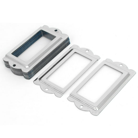 Unique Bargains Library File Furniture Tag Label Holders Frames Silver Tone 85mm x 42mm 15Pcs