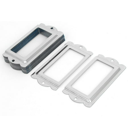 Library File Cabinet Tag Label Holders Frames Silver Tone 85mm X