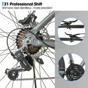 Hiland Aluminum Mountain Bike 21 Speeds MTB,Lock-Out Suspension Fork,27.5 inch Wheel,Mens Mountain Bike Bicycle, Gray&Blue