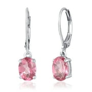 Dazzlers 3.12 Ct Oval Pink Topaz 925 Sterling Silver Dangle Earrings For Women