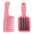 thumbnail image 3 of Juego de peine cepillo para el cabello, 2 uds., portátil, masaje del cuero cabelludo, paleta húmeda seca, cepillo de pelo de dientes anchos, conjunto de peine rosa, 3 of 8