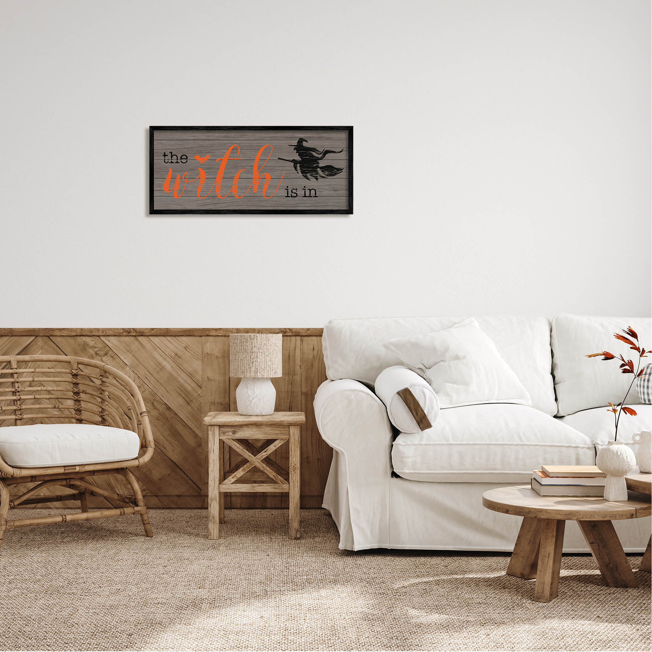 Stupell Industries The Witch Is In Halloween Sign Graphic Art Black Framed Art Print Wall Art, Design by CAD Designs