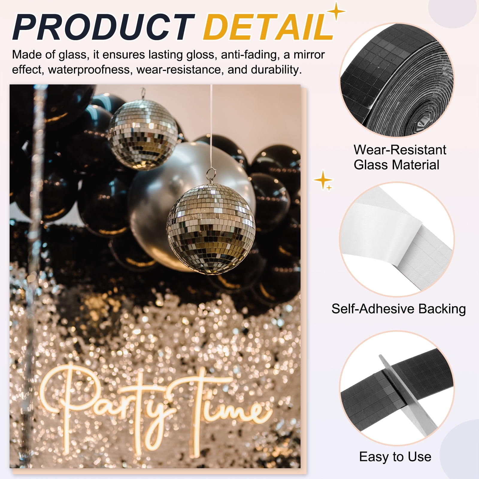 Uxcell 5x5mm Self Adhesive Mirrors Mosaic Tiles, 5000 Pcs Square Mini Glass Mosaic Disco Tile Sticker for DIY Craft Disco Ball Party Decoration, Black