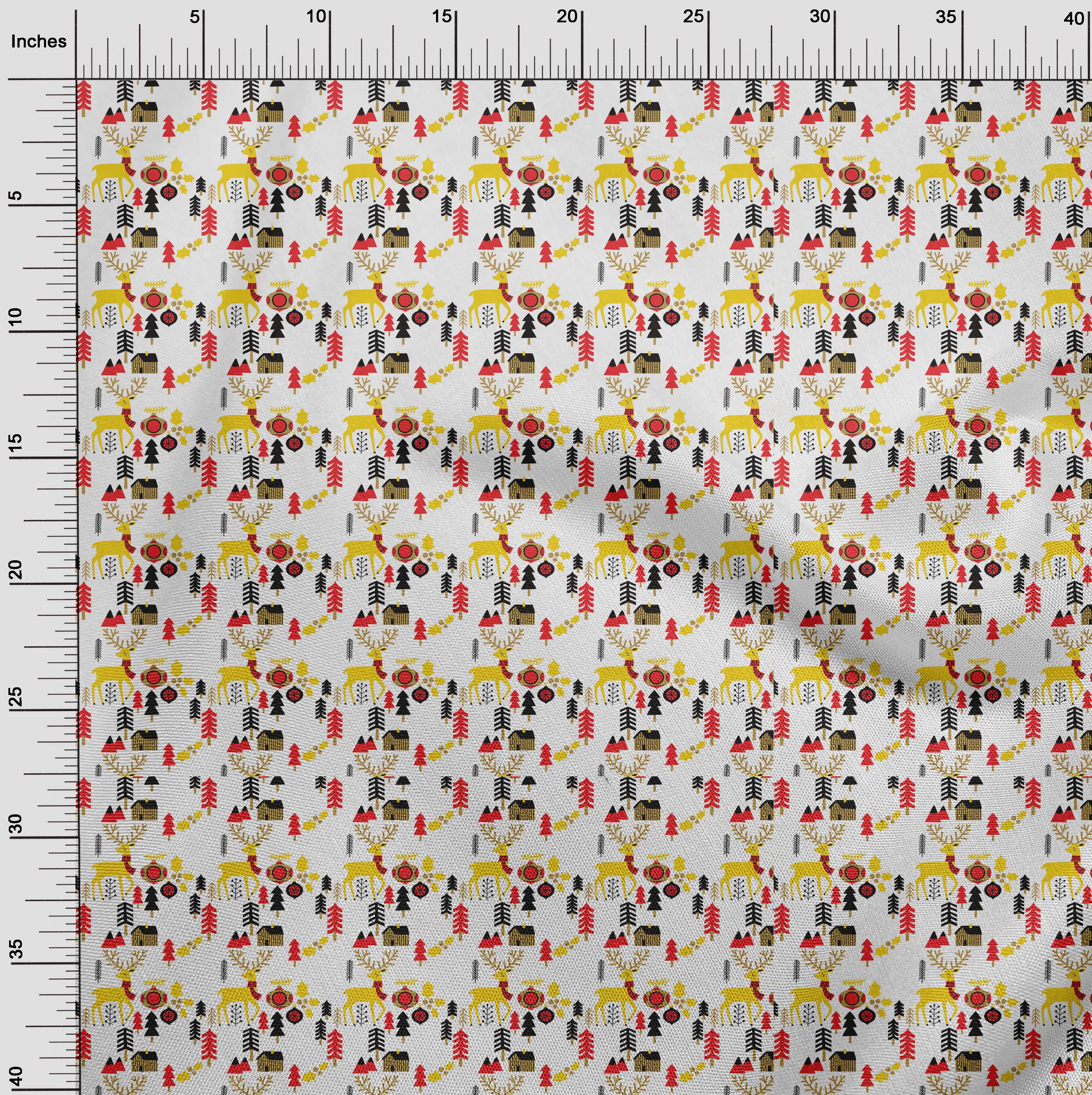 oneOone Cotton Silk White Fabric Merry Christmas Fabric For Sewing Printed Craft Fabric By The Yard 42 Inch Wide
