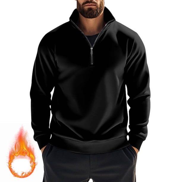pstuiky camisas de manga larga para hombre, Sudadera con capucha de manga larga para hombre, estilo casual, con bolsillos, color liso top de hombre l