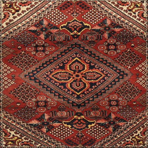 Ahgly Company Indoor Square Traditional Crimson Red Persian Area Rugs, 8' Square