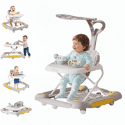 LuoLuo Baby Walkers, Music and Lights Toddler Jumper, Foldable Baby Walkers for Boys Girls Babies 6-36 Months,Gray