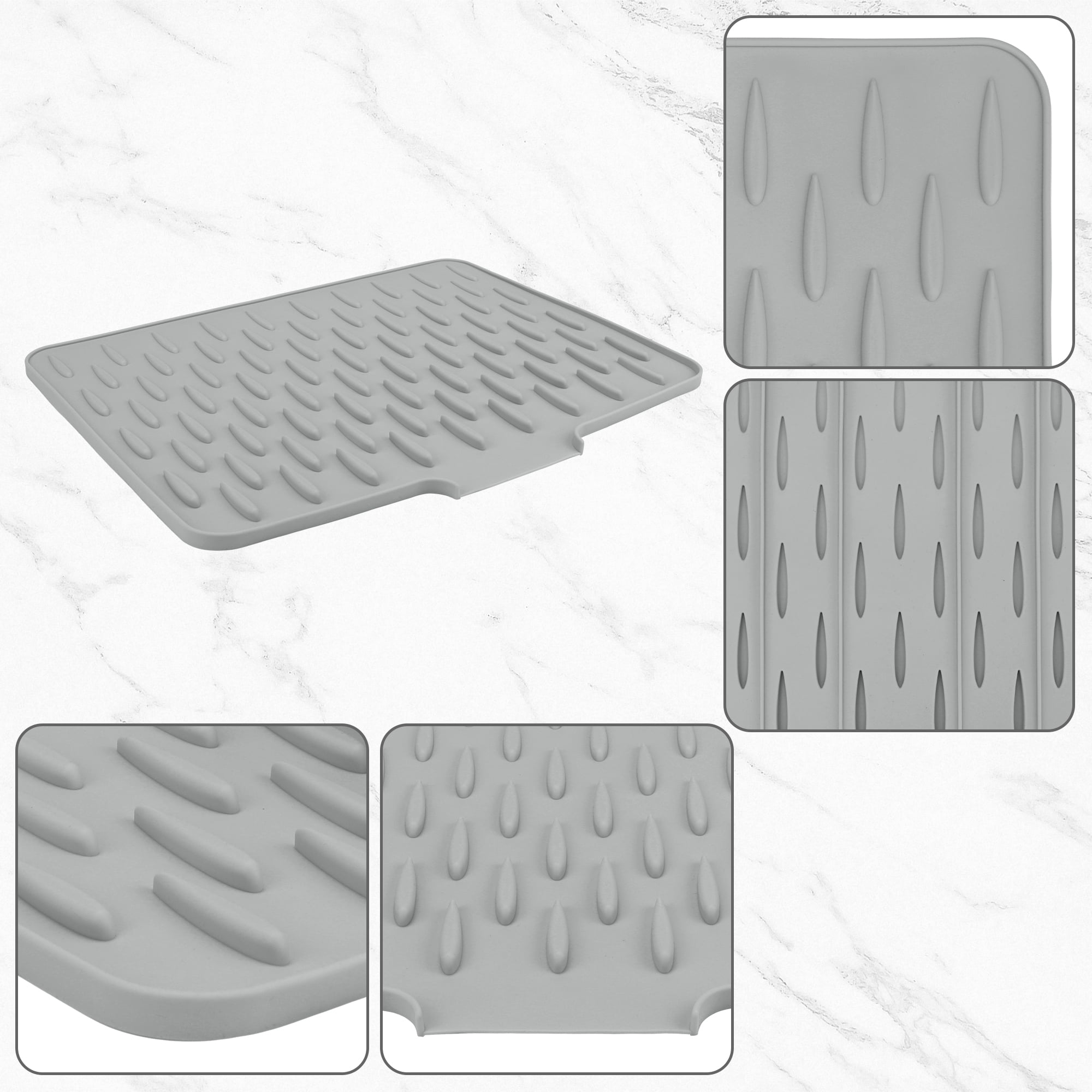 Unique Bargains Multi-Functional Dish Drying Mat for Kitchen Gray