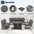 thumbnail image 3 of Kullavik Aluminum Patio Furniture Set,8 Pieces Modern Outdoor Conversation Set w/43in Gas Fire Pit Table, Outdoor Metal Sectional Sofa with 55000 BTU Propane Fire Pit,Grey, 3 of 7