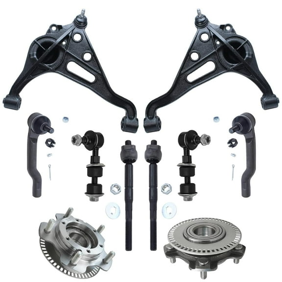 Detroit Axle - Front End Suspension Kit for 2001-2004 Chevrolet Tracker Suzuki Vitara 2 Lower Control Arms with Ball Joint 2 Wheel Bearing Hubs 2 Sway Bars 4 Outer Inner Tie Rods Replacement
