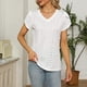 thumbnail image 2 of Blusa blanca de mujer con escote en V, mangas cortas y detalle de encaje, corte ajustado, 2 of 6