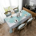 thumbnail image 3 of Aqua Chrysanthemum Flowers Tablecloth Waterproof Oil-proof Tablecloths, Grey Floral Outdoor Table Cloth Dining Table Cover Cloth for Kitchen Party Holidays Tabletop Rectangle Tablecloth 60x102 Inch, 3 of 6