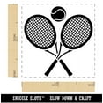 thumbnail image 2 of Tennis Rackets Crossed Ball Racquet Sports Self-Inking Rubber Stamp Ink Stamper - Sky Blue Ink - Small 1 Inch, 2 of 7