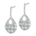 thumbnail image 2 of Auriga Fine Jewelry 14K White Gold Emerald and Diamond Dangle Earrings for Women, 2 of 6