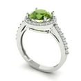 thumbnail image 2 of Halo Engagement Ring for Women - 1.86ct Natural Peridot in 14K White Gold Promise Ring, 2 of 6