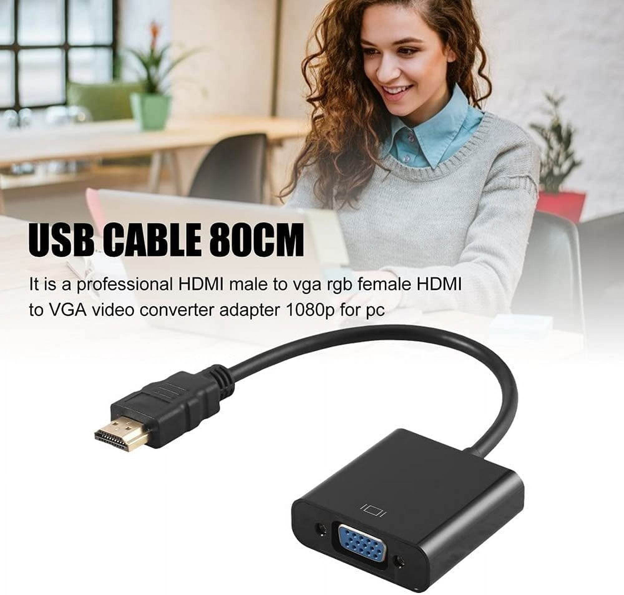 HDMI to VGA Adapter,Gold Plated HDMI to VGA Adapter Converter with Full HD 1080P,External Video Card Multi-Monitor Adapter for Desktop,Monitor,Projector  Black