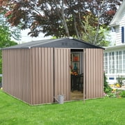 YODOLLA 10 x 8 ft. Outdoor Metal Storage Shed with Sliding Roof & Lockable Door