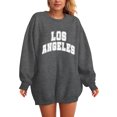 thumbnail image 5 of GEWSEY Women's Los Angeles Crewneck Sweatshirt Casual Long Sleeve Raglan Shirts Cute Letter Print Pullover Tops (Dark Gray, S), 5 of 5