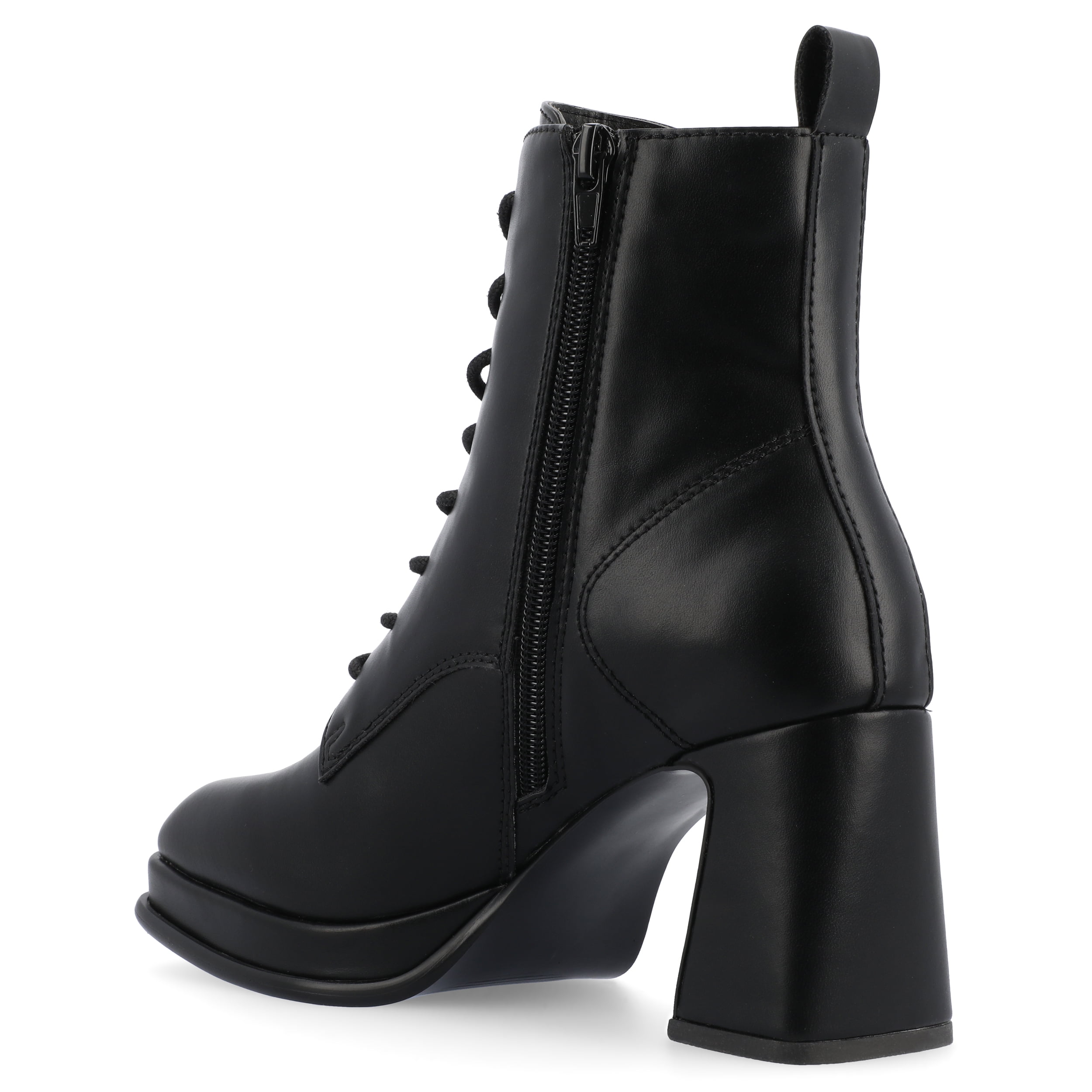 Journee Womens Kalindi Lace Up and Zip Entry Square Toe Booties, Widths Available