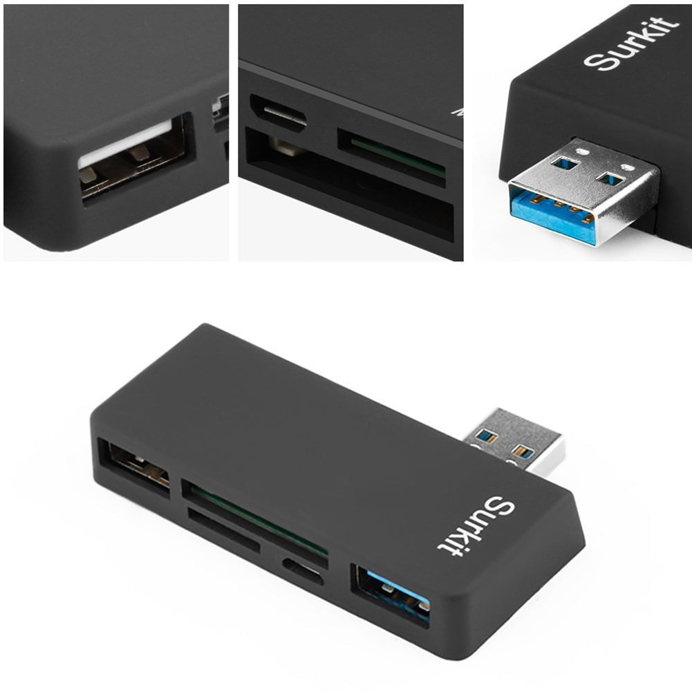 Multiport Adapter Compatible MacBook Air/Pro Previous Generation Space Gray More LENTION 3-Port USB 3.0 Type A Hub with SD/Micro SD Card Reader for Micro/SDXC/SDHC/SD/UHS-I Cards Surface Pro