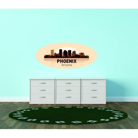 Custom City Wall Map - Custom Wall Decal Phoenix Arizona United States Major City Geographical Map Landmark - Vinyl Wall - 12x20