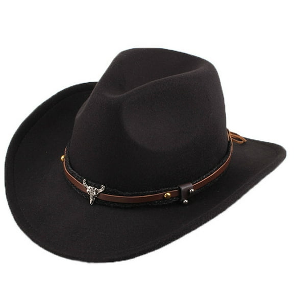 TELOLY Cowboy Hat,Stylish Wide-Brim Cowgirl Hat with Moisture-Wicking Sweatband,Versatile Safari Hat with Adjustable Windproof Strap,Black