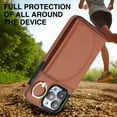 thumbnail image 6 of for iPhone 13 Wallet Case with Card Holder Women Men, Flip PU Leather Kickstand Shockproof Protective Phone Cover Magnetic Clasp 360 Rotation Ring Stand for iPhone 13, Brown, 6 of 6