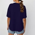 thumbnail image 3 of NAMTYQX Womens Short Sleeve Tops Short Sleeve Mit Muster Print Cool Crew Neck Light Oversized Trendy Relaxed Fit Womens Tops Dressy Casual Navy Size XL, 3 of 4