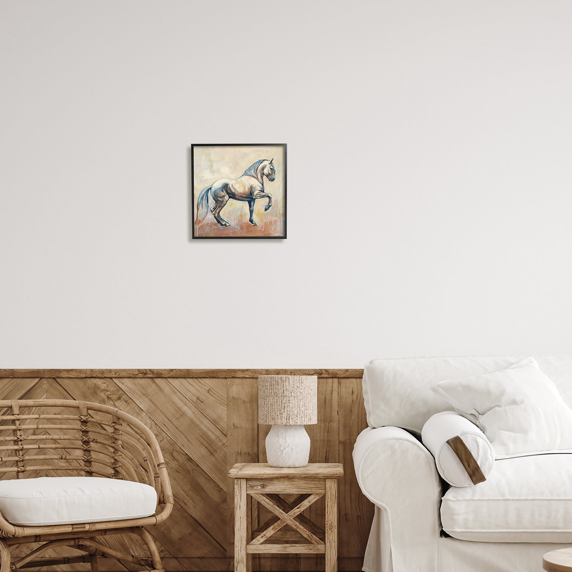 Stupell Industries Modern Prancing Stallion Animals & Insects Painting Black Framed Art Print Wall Art, 12 x 12