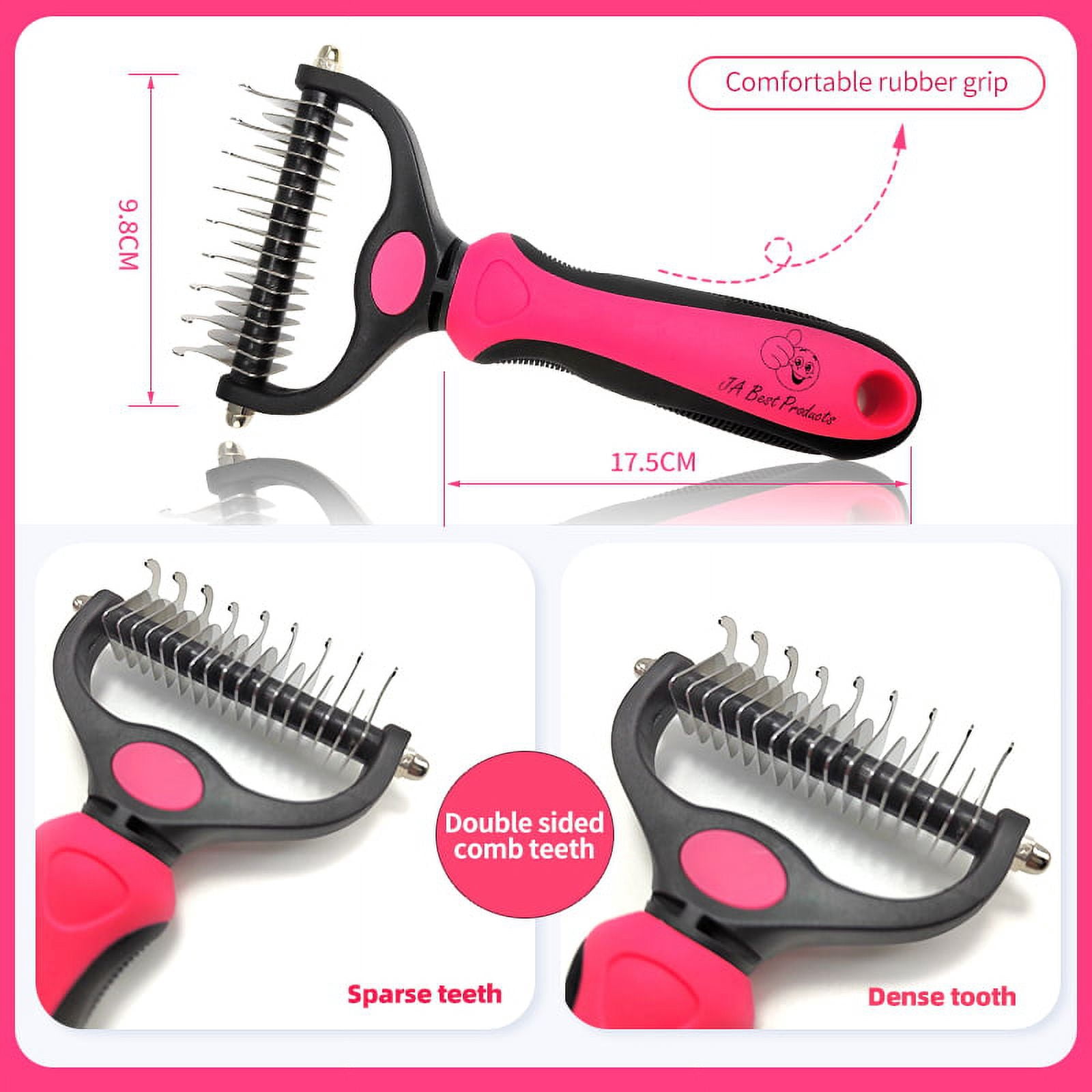 Dog Brush Kit 4 In 1 Grooming Comb with Puppy Towel - Dogs & Cats Grooming Brush Kit – Dog Comb Dematting Rake Shampoo Massage Dispenser Dog Brush & Dog Towel for Removing Hair  Knots and Shedding