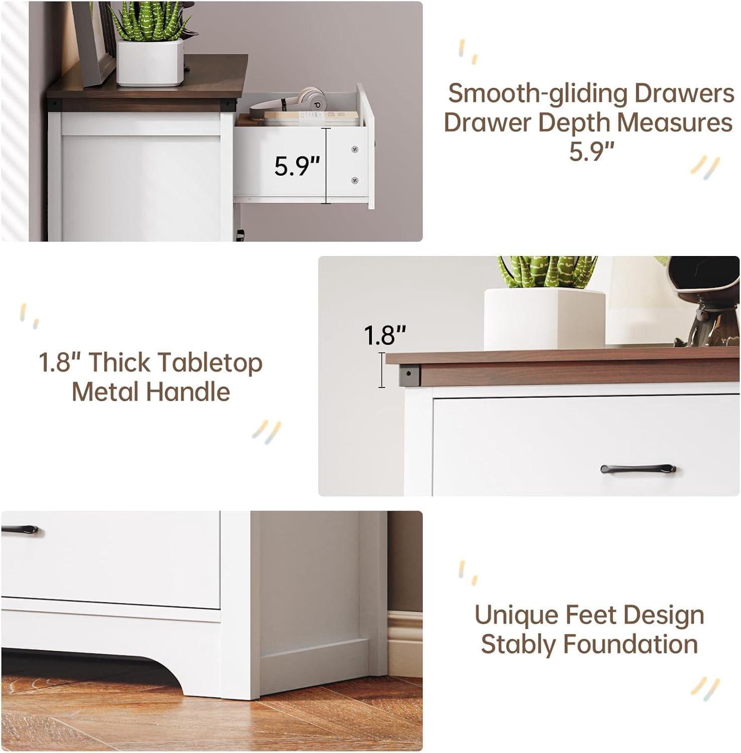 Farmhouse 5 Drawer Dresser for Bedroom, 47" Tall Chest of Drawers, Wood White Dresser with Deep Drawers, Storage Dressers Organizer for Bedroom, Living Room, Hallay, White