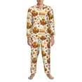 thumbnail image 3 of Sikiie Thanksgiving With Turkey Mens Pajama Set, Soft Warm Long Sleeve Sleepwear, Cozy Button-Down Pjs for Men-Large, 3 of 7